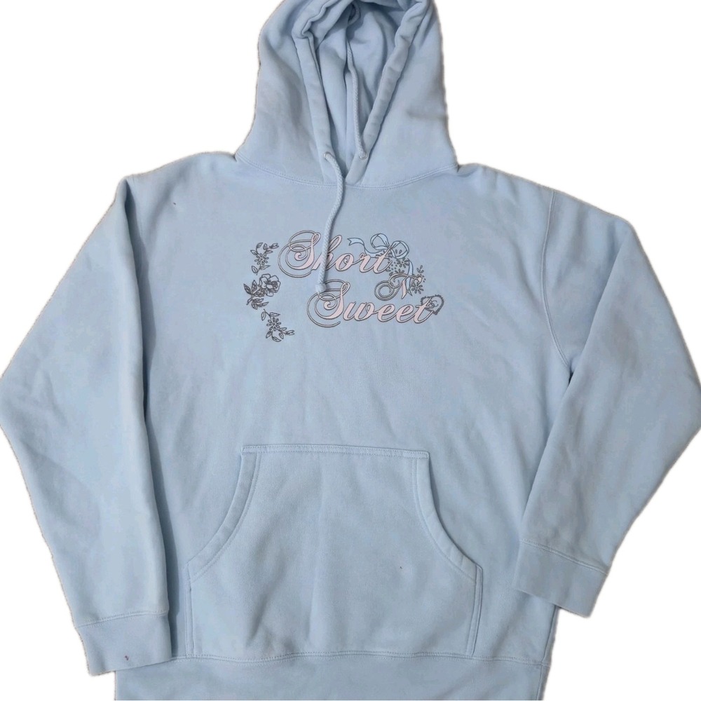 Sabrina Carpenter Short n' Sweet Tour Hoodie Sweatshirt 2024 Light Blue Size M
